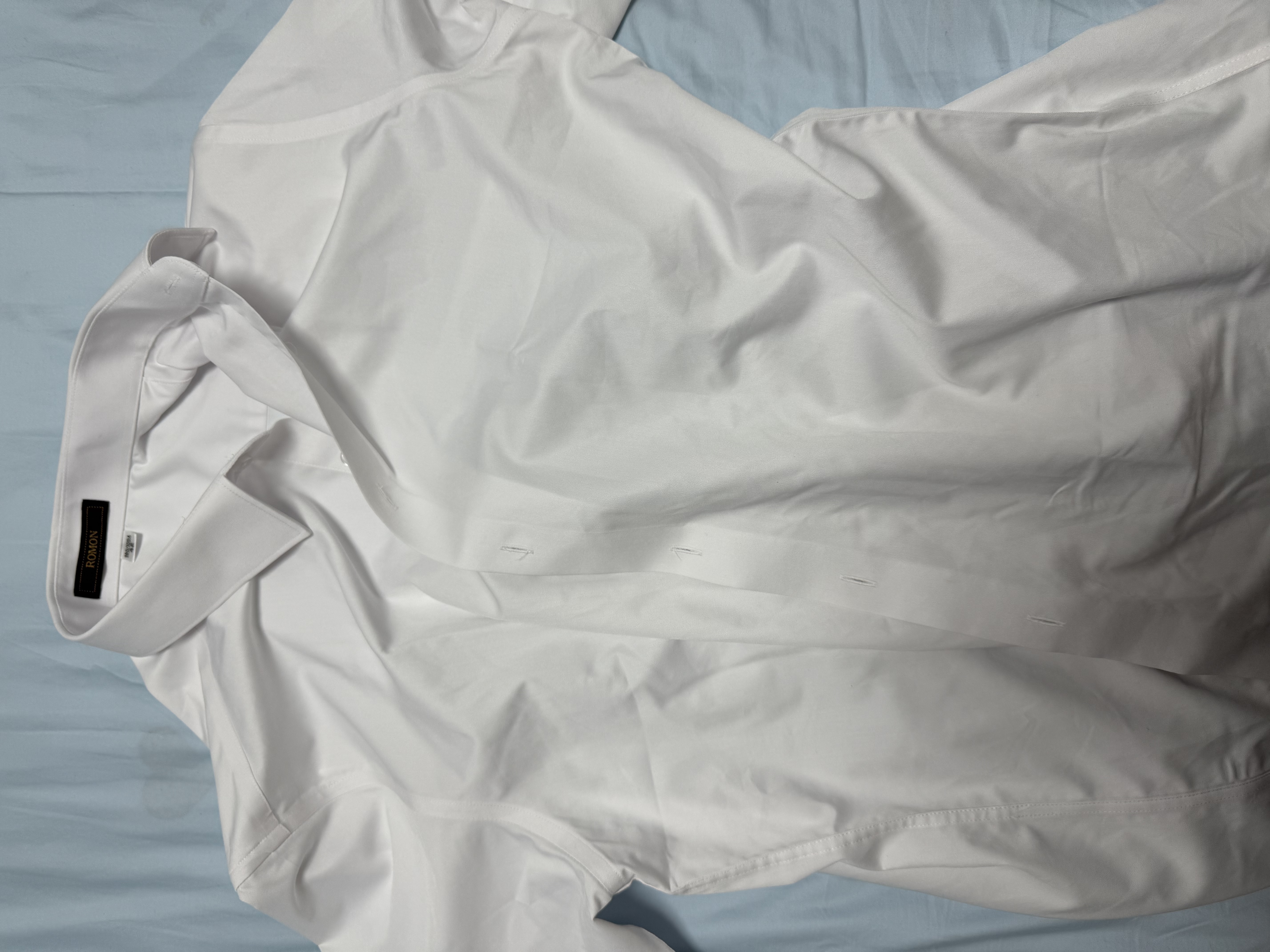 罗蒙【三防免烫】白衬衫男长袖商务正装抗皱高端白色衬衣 白色 42 实拍图