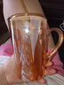 家用高颜值玻璃杯ins简约带盖吸管杯大容量把手果饮杯 琥珀色把手吸管杯 450ml 1只 实拍图