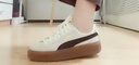 彪马（PUMA）【厚底鞋】增高小白鞋松糕鞋女子休闲板鞋PLATFORM391942 黑色-白-金色-02 37 【偏大,建议拍小半码】 实拍图