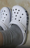卡骆驰（CROCS）贝雅卡骆班洞洞鞋轻便耐磨一脚蹬休闲鞋女鞋时尚沙滩鞋|205089 白/深蓝-126 40 (250mm) 实拍图