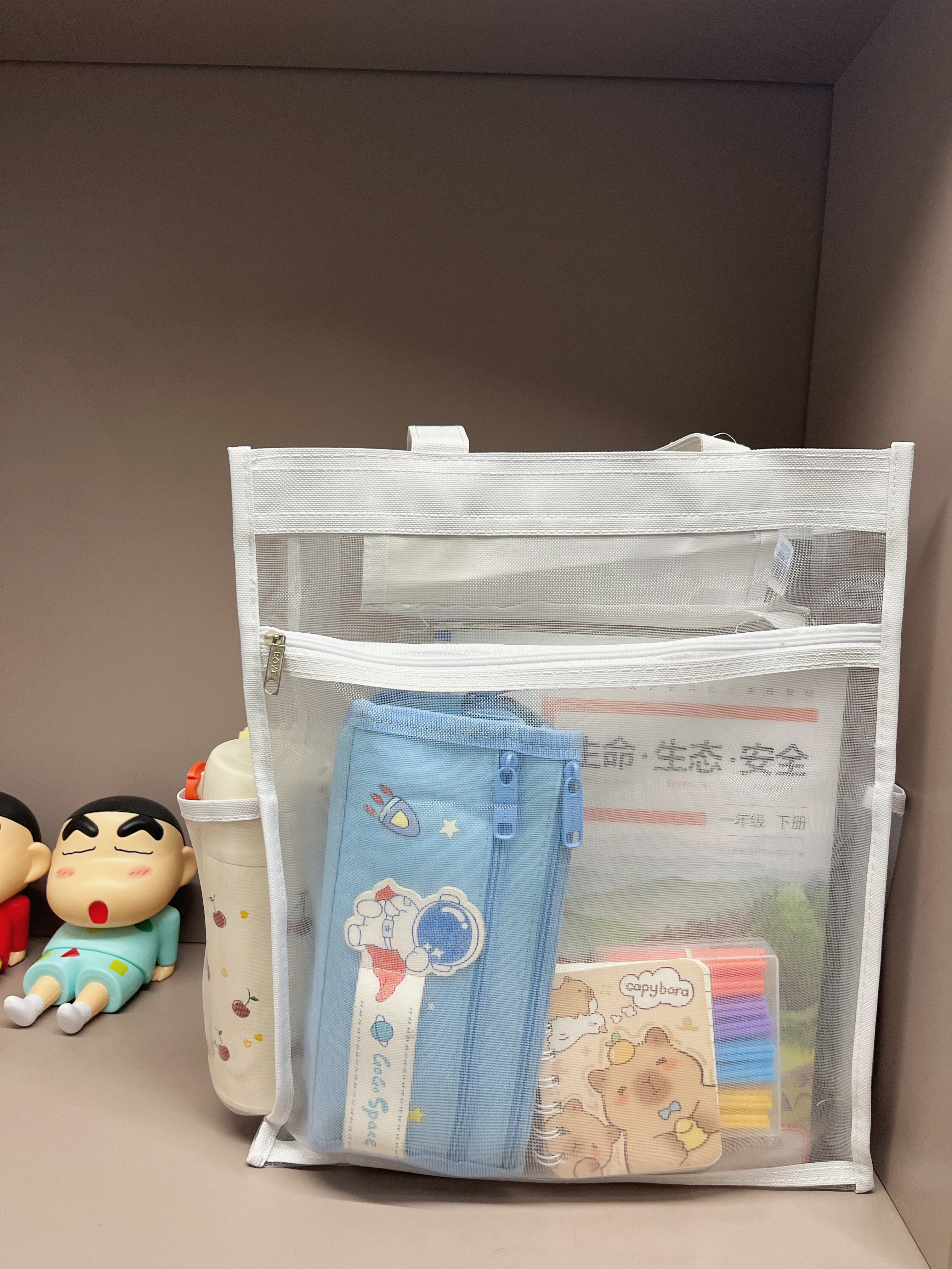 舒星白色网纱透明袋考试专用文件袋补习袋补课手提袋套装补课包考研资料初中生小学生准考证件收纳袋 实拍图