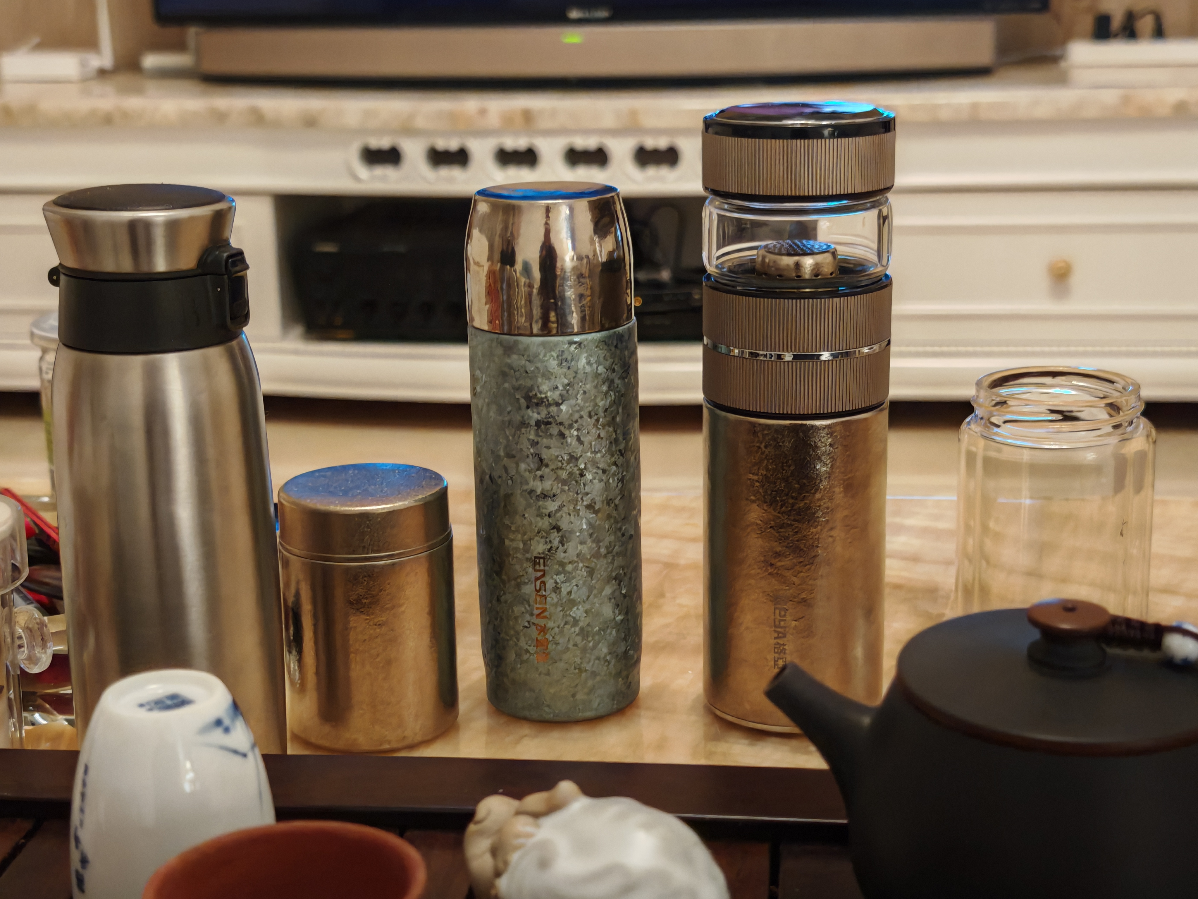 格亚（GEYA）纯钛保温杯茶水分离高档焖茶杯抑菌钛杯泡茶杯子水杯办公礼品定制 枪灰色【套装款】500ml 实拍图