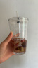 水杯玻璃杯吸管杯女高颜值可爱便携耐热仙女杯创意双饮杯随手杯子 450ml白色字母+盖子+玻璃吸管 1只 实拍图