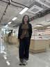 拉夏贝尔花边刺绣牛仔裤女夏季薄款新中式九分阔腿裤 丹宁蓝【八分款】 L 实拍图