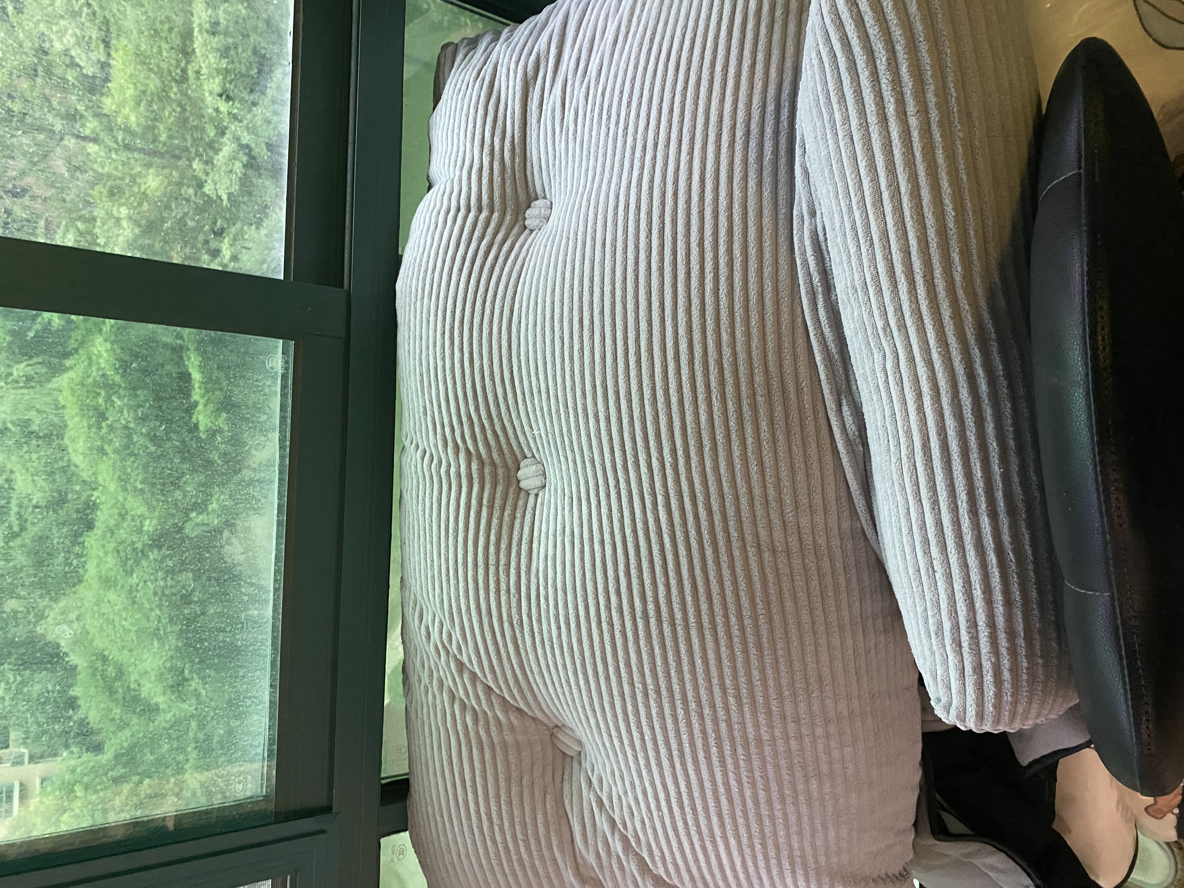 简约床头靠枕可拆洗卧室床头软包大靠背床上看书玩手机护颈枕 浅灰 100*50*20+1个圆枕 实拍图
