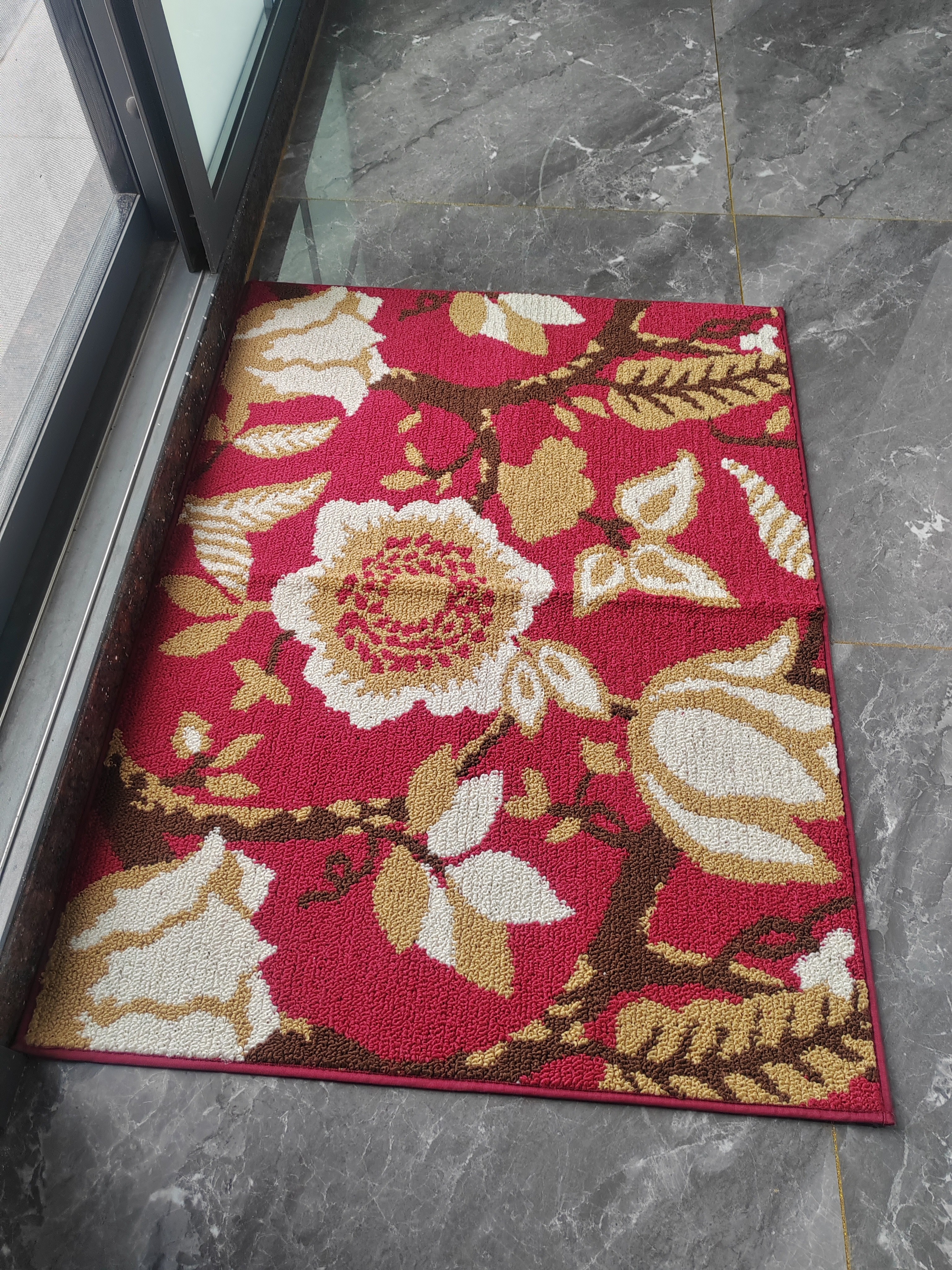 大江入户地垫进门脚垫丙纶红色喜庆玄关门口地垫入户门80x110cm 落叶 实拍图