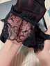 绫天生丝滑绫lingerie「春涩」8D山茶花刺绣蕾丝高腰一体吊带袜性感黑丝袜女 Black黑色 1双 均码 「155cm~178cm」 实拍图