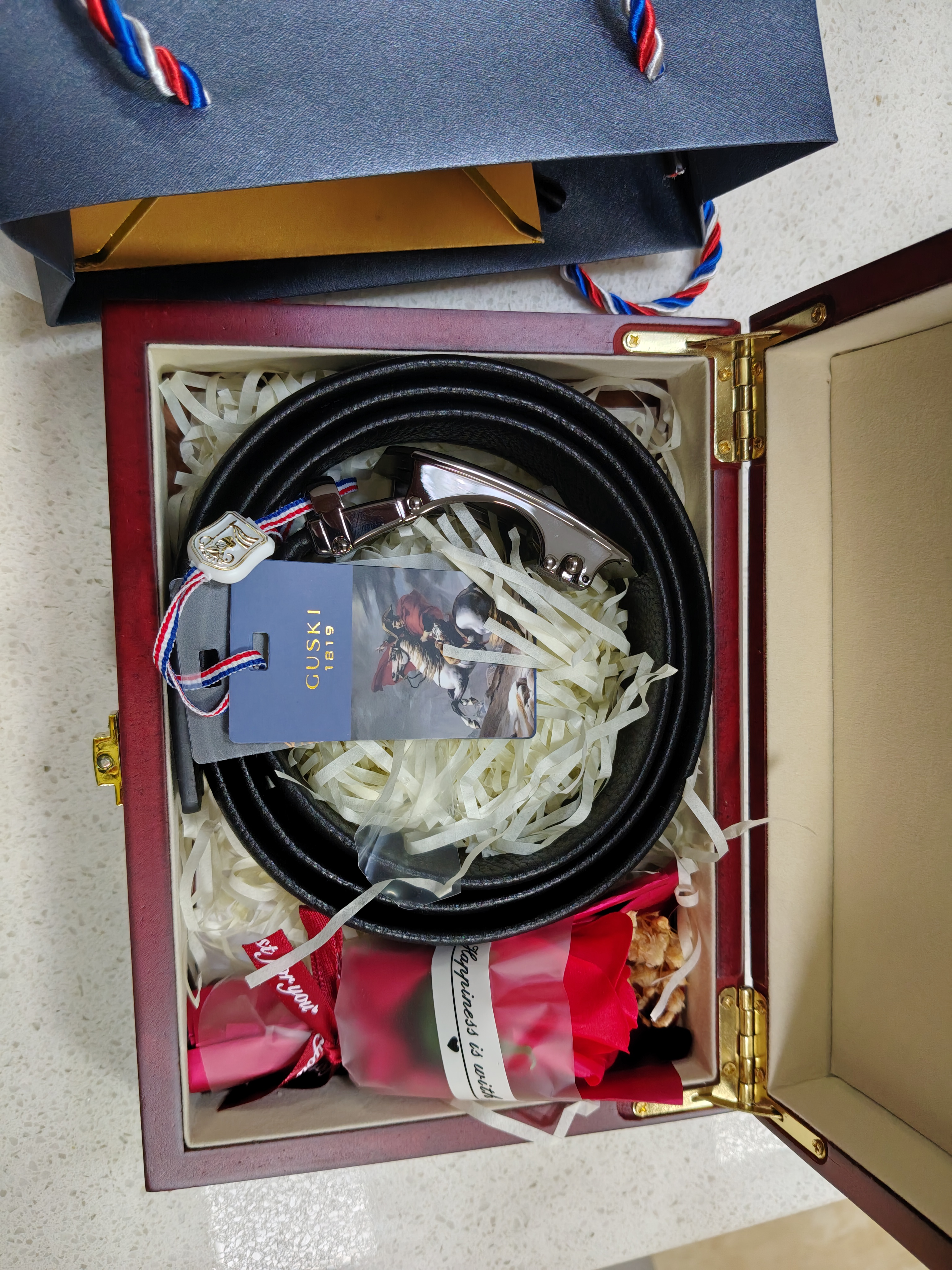 古士旗品牌男士皮带男真皮自动扣腰带裤带礼盒生日礼物送男友老公 实拍图
