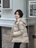 波司登（BOSIDENG）反季羽绒【小蛮腰】羽绒服商场同款女90绒可脱卸帽显瘦保暖外套 优乐卡其7E69-灰色系 XS 155/80A 体重约100斤以内 实拍图
