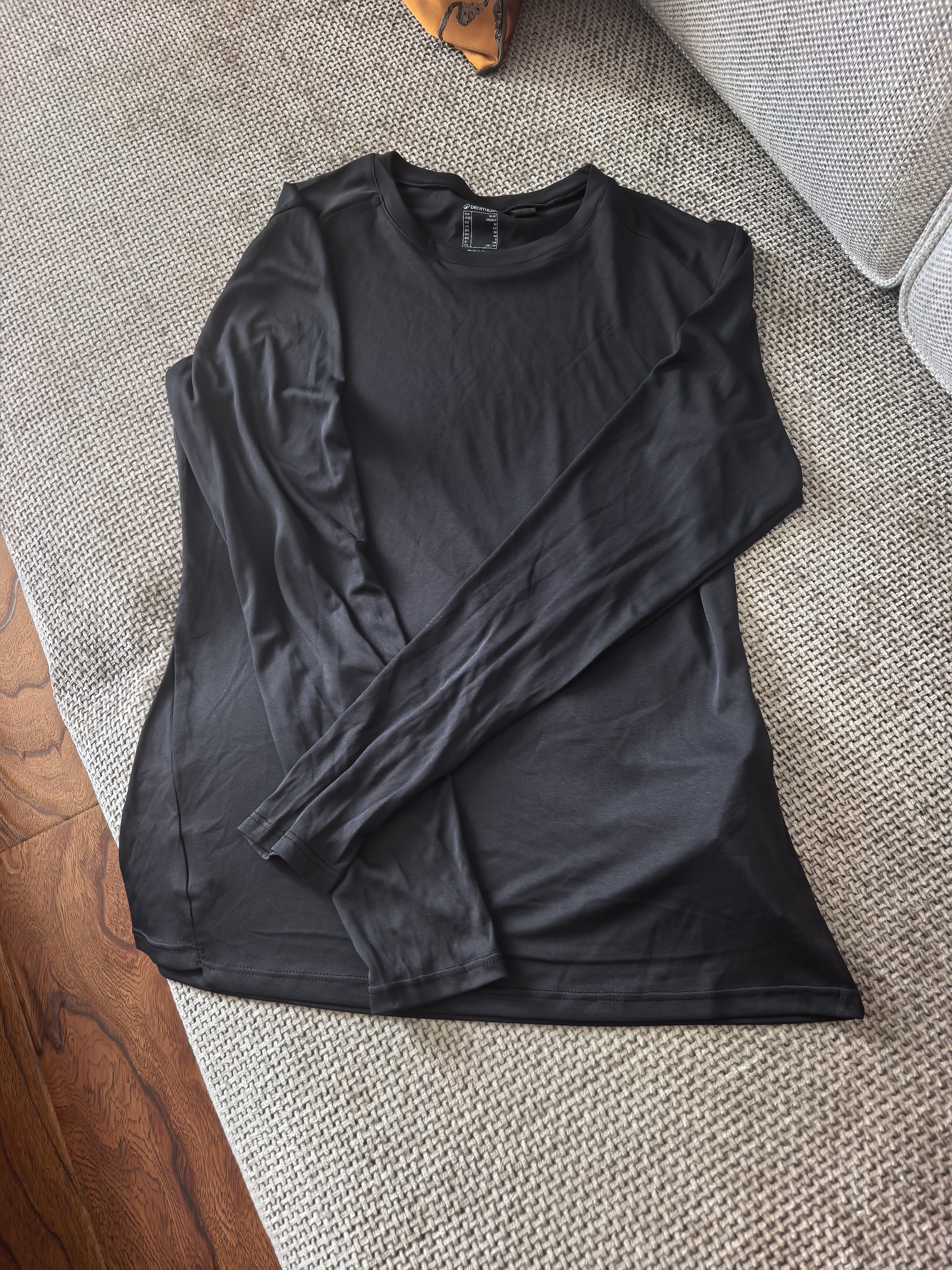 迪卡侬训练防晒打底衣长袖健身跑步运动服T恤上衣RUNW2176329经典黑XS 实拍图