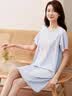 顶瓜瓜睡裙女纯棉春夏舒适短袖可外穿睡衣家居服女23337 卷舒蓝 170  实拍图