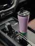 膳魔师（THERMOS）便携电动搅拌杯咖啡杯新款陶瓷涂层车载办公室保温杯高颜值水杯子 膳魔师-极光紫【395ml】+咖色杯套 实拍图