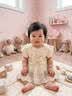 兰咖小熊（Lan Ka xiao xiong）兰咖小熊婴幼儿宝宝爬爬服外出服女孩洋气连衣裙宝宝公主裙子纱裙 栀子花开-法式蕾丝婴儿连衣裙 含帽子 66cm （0-6个月宝宝） 实拍图