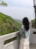 香影莱赛尔天丝吊带连衣裙女2026春季新款垂坠感荷叶边v领蛋糕裙 白色 连衣裙 XL 170/92A/125-140斤 实拍图