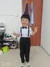萝卜呗呗（LUOBOBEIBEI）儿童背带裤套装夏款男童礼服主持合唱拜年服 黑色四件套 130 实拍图