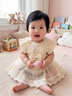兰咖小熊（Lan Ka xiao xiong）兰咖小熊婴幼儿宝宝爬爬服外出服女孩洋气连衣裙宝宝公主裙子纱裙 栀子花开-法式蕾丝婴儿连衣裙 含帽子 66cm （0-6个月宝宝） 实拍图