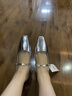 奥古狮登（Agsdon）凉鞋女夏季新款方头后空凉鞋女包头粗跟玛丽珍凉鞋 352007 银 36 实拍图