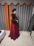 18-喜妈冬新娘仿狐狸毛披肩婚纱披风礼服旗袍皮草斗篷外套白色女 酒红色（豪华版） 均码（不分大小） 实拍图