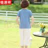 恒源祥妈妈装夏装新款套装短袖纯棉刺绣50-60岁70洋气中老年女装t恤上衣 实拍图