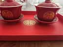 绚学结婚敬茶杯结婚改口茶杯托盘套装红订婚敬酒杯婚礼敬茶杯套装结婚 金喜敬茶杯【2个装】+方托盘 实拍图
