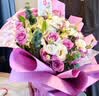 来一客鲜花速递玫瑰百合鲜花送老师女友表白生日礼物全国同城配送 19朵紫玫瑰白百何花束 实拍图
