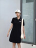 斐乐 斐乐官方女子针织连衣裙时尚修身POLO领短袖裙子 正黑色-BK S (160) 80A 实拍图