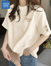 真维斯（Jeanswest）纯棉短袖女夏季2026新款休闲百搭半袖体恤衫女士潮流t恤女上衣服 米色 带帽小熊_K-带帽小熊袖_K XL 实拍图
