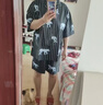 野兽派家居（tbh）软棉棉天丝棉条纹睡衣套装男女同款家居服套 短款XL 实拍图