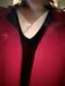百家好（Basic House）百家好假两件正肩短袖T恤女2026夏季穿搭V领针织上衣 黑色 2XL 实拍图