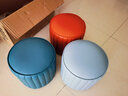 孜度小凳子家用矮凳皮凳子沙发凳换鞋凳小圆皮墩子沙发凳圆形南瓜凳子 孔雀蓝 32cm 高（直径32cm） 实拍图