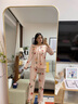 芊之雅秋季纯棉睡衣女长袖家居服秋天红色本明年马年休闲大码中年居家服 LNL-62288#酒红 L （参考100-120斤） 实拍图