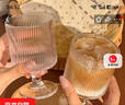 竖纹玻璃高脚杯酸奶冰淇淋杯子高颜值咖啡杯红酒杯 竖纹高脚杯 200ml 1只 实拍图