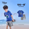 迪士尼（Disney）童装男女童速干中裤短袖t恤套装儿童两件套2024夏季新款运动服 星光紫 140 实拍图