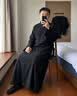 花花公子（PLAYBOY）禅服男居士服道服袍茶服中国风夏季长衫唐装中式汉服外套 黑色 S 晒单实拍图