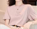 德玛纳（dme）夏季简约风云感棉含桑蚕丝短袖t恤女丝光棉字母绣花小个子女式t恤 实拍图