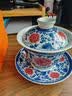 容山堂 古脂陶瓷大号泡茶三才盖碗三件套青花瓷茶杯主人杯茶碗功夫茶具 复古青花釉里红盖碗-缠枝莲 实拍图