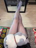 绫天生丝滑绫lingerie「映」8D油亮性感油光无痕高弹贴身大开档超薄黑丝袜女 Black黑色 1条 M -双层腰大开裆（蜜桃臀款） 实拍图