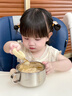 马博士辅食碗儿童碗不锈钢喝汤碗宝宝吃饭餐具外出便携带把手熊猫 实拍图