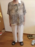 啄木鸟中老年人女装奶奶装夏季t恤50-60岁妈妈装春秋洋气套装老太太衣服 190款浅绿上衣+米色阔腿裤 5XL 建议 150-160斤 实拍图