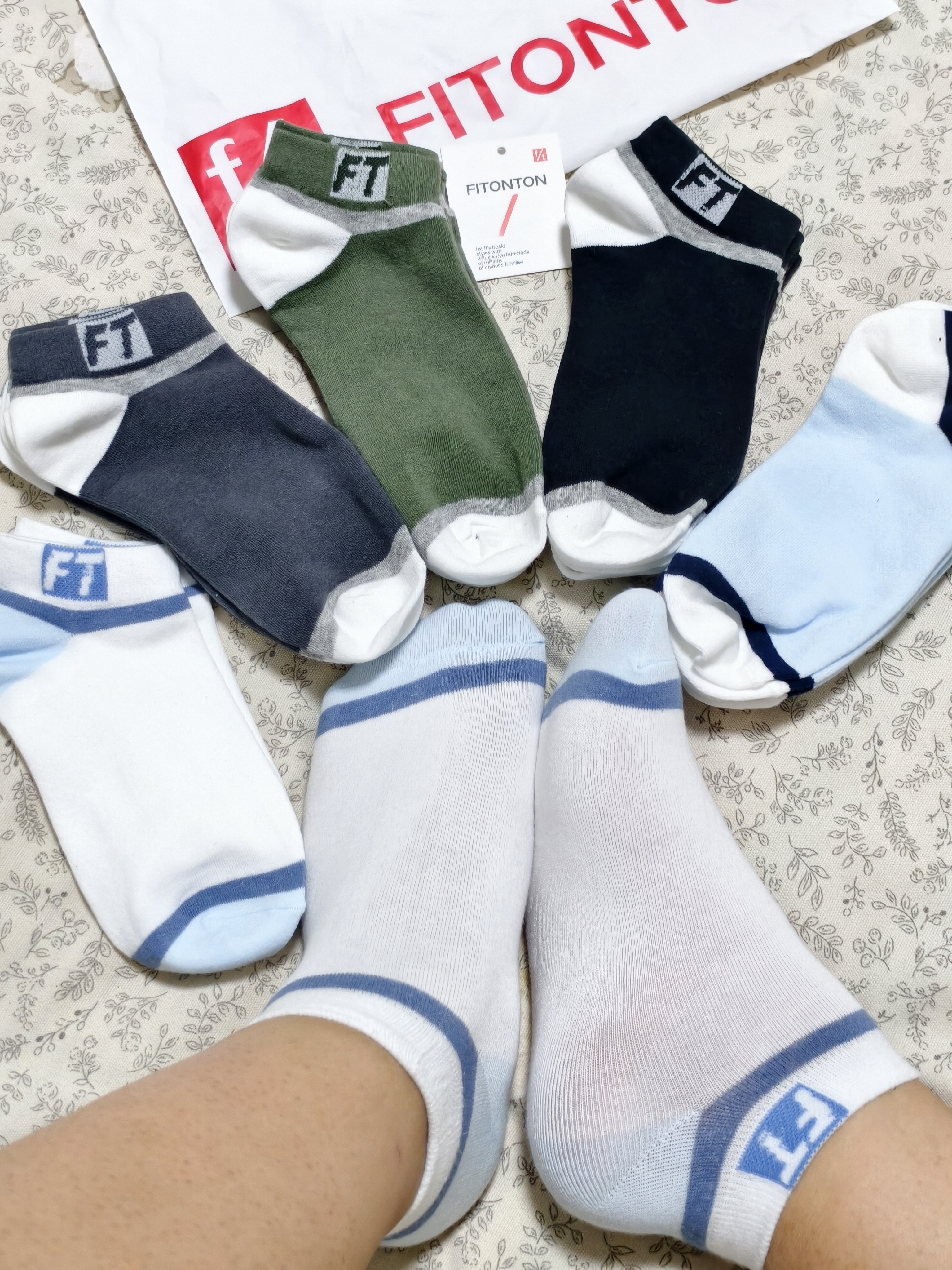 FitonTon10双袜子男士短袜夏季防臭袜子10A抗菌棉袜短筒运动袜网眼篮球袜 实拍图