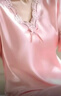 依曼安睡衣女夏季冰丝2026年新款性感薄款短袖睡裙带胸垫蕾丝女士家居服 351 粉色（无胸垫） L 【95-110斤】 实拍图
