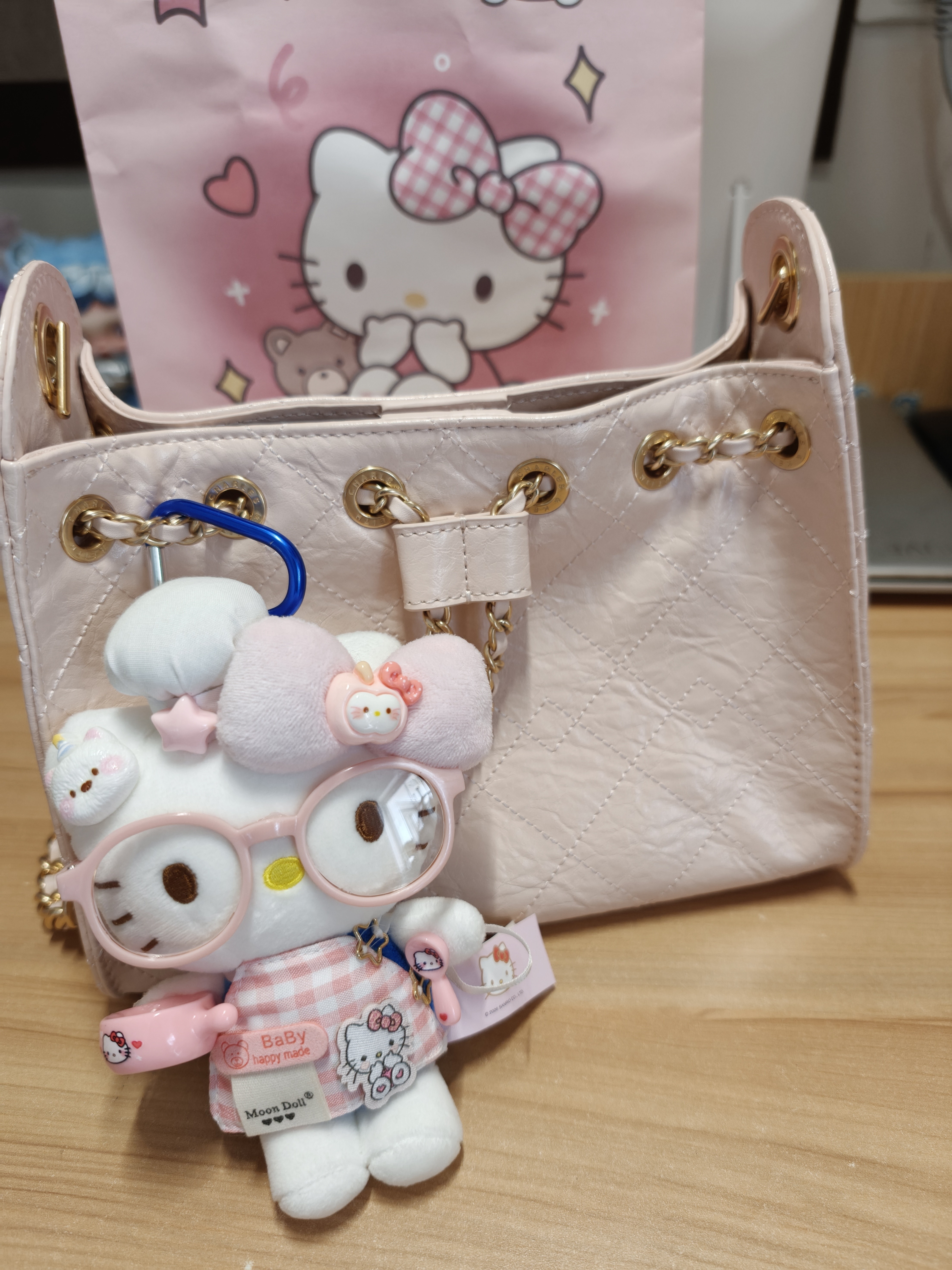 CHARLES&KEITH26夏季新品菱格链条单肩水桶包斜挎包生日礼物送女友CK2-10671894 SOFT PINK浅粉色 M 实拍图