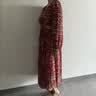 尚都比拉春秋中长款印花红色连衣裙气质女神范显瘦度假裙子 红花 L  实拍图