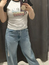 优衣库常规款女装男装宽松廓形牛仔裤/弯刀镰刀裤子479000 482280 482280/64湖蓝色(做旧设计) 24 /155/62A 实拍图