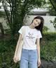 短袖t恤女士2026夏季新款韩版宽松百搭显瘦印花上衣圆领打底衫QP 短T-中间树枝交叉白色 L 实拍图
