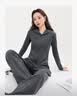 MJ STYLE仿羊绒连帽修身开衫拼糯米裤女2026年春秋新款修身显瘦通勤套装 实拍图