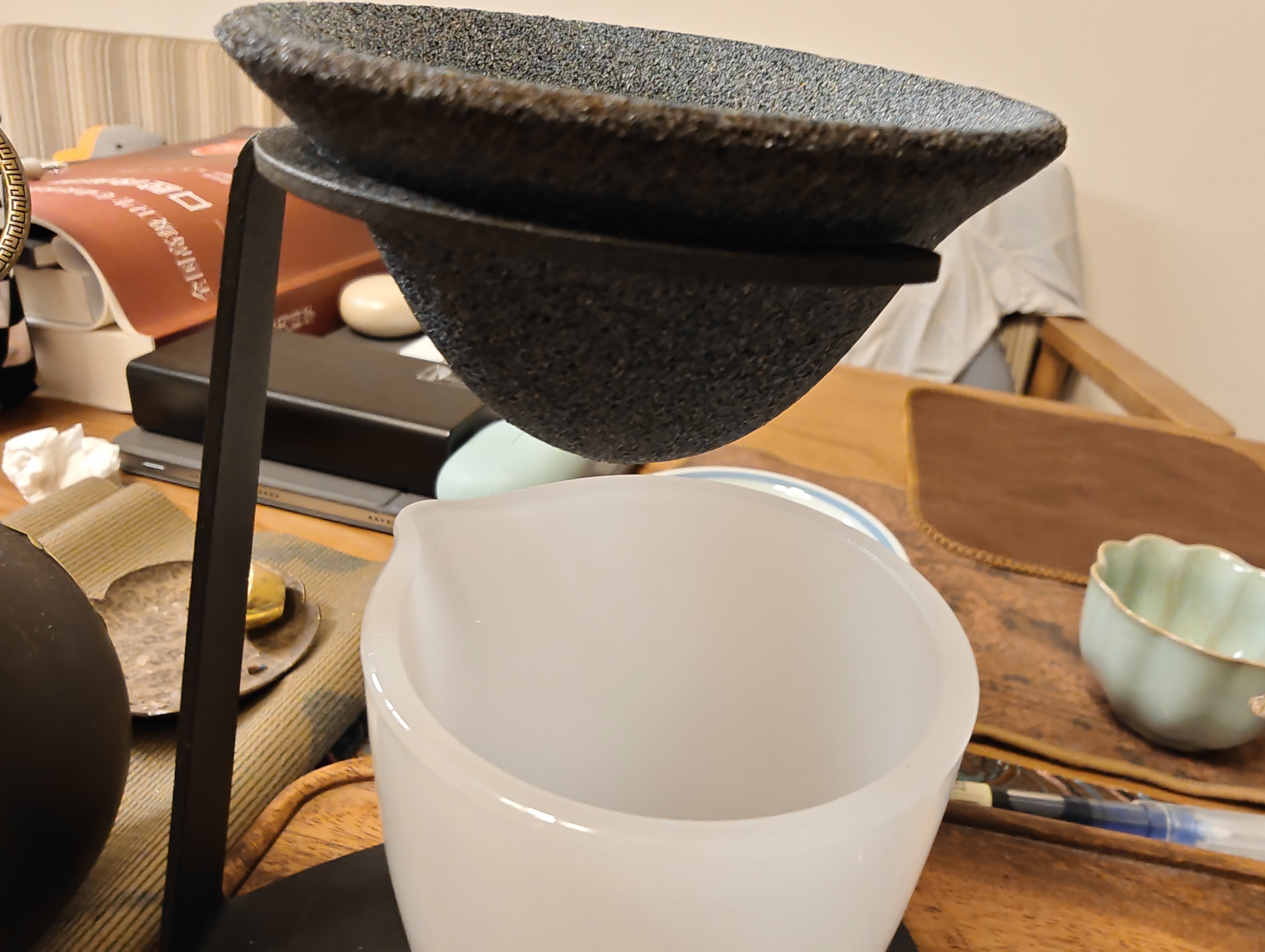 威尔基无孔茶漏矿石茶滤过滤网高档滤茶器过滤器微孔陶瓷茶水分离支架 无孔茶漏 茶滤+支架 不含公道杯 实拍图