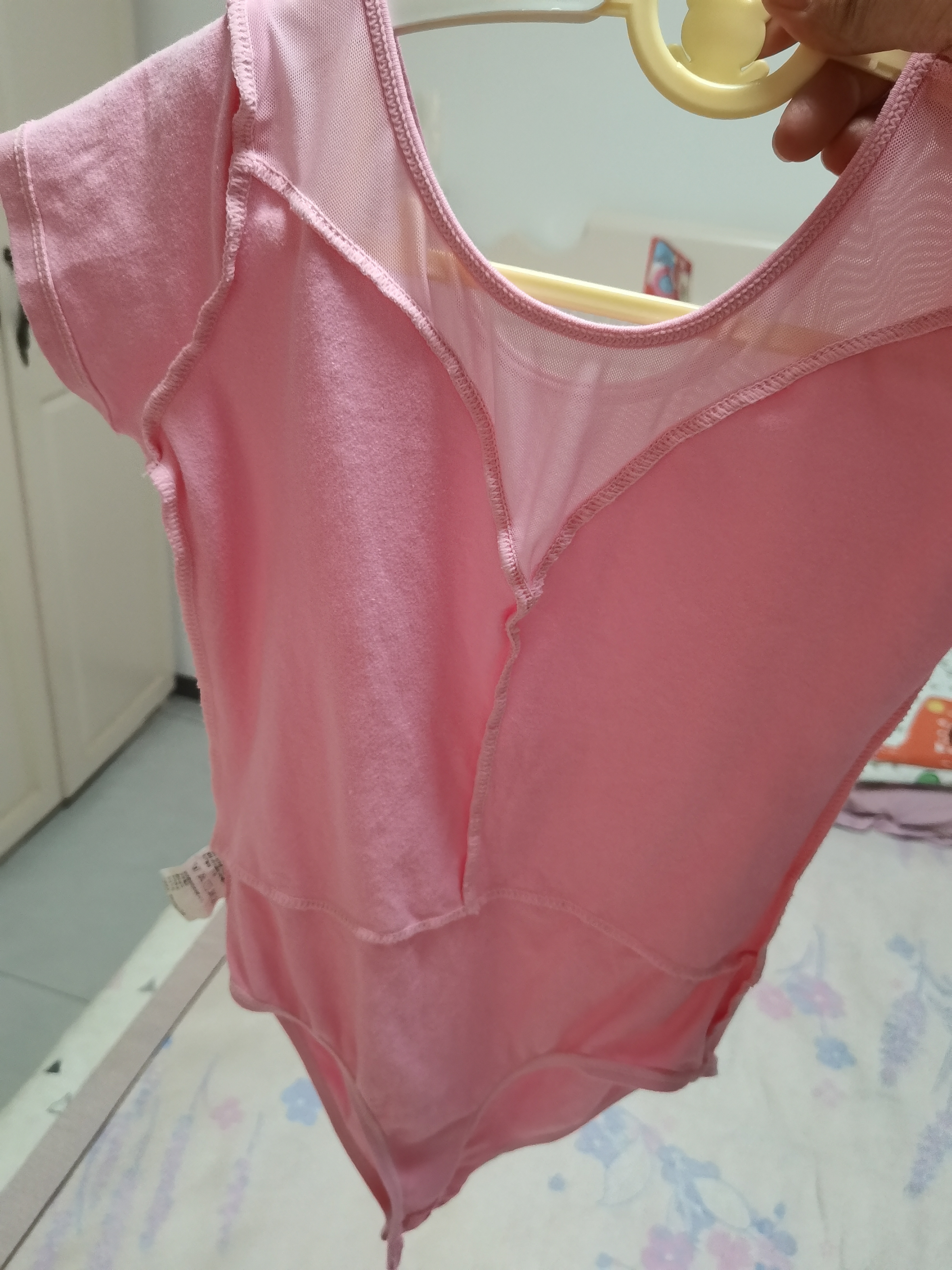 艾舞戈儿童舞蹈服女童夏季网纱芭蕾舞裙跳舞练功服套装幼儿中国舞体操服 粉色-短袖 140 码 身高120-130cm体重48-58斤 实拍图