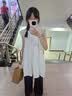 优衣库童装女童拼接连衣裙/短袖裙子483390 00 白色 160 实拍图