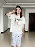 猫人（MiiOW）带胸垫睡衣女士2026新款100纯棉夏季薄款短袖卡通高端家居服套装 米白兔子 【100%纯棉 自带胸垫】 L 【推荐约160-170CM/100-120斤】 实拍图